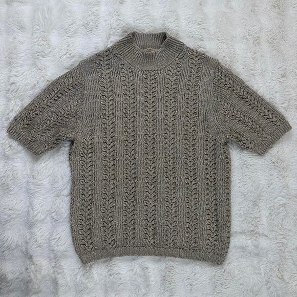 Gap Pointelle Mockneck Sweater in Gold and Brown - Picture 1 of 6